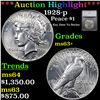 ***Auction Highlight*** 1928-p Peace Dollar $1 Graded ms63+ By SEGS (fc)