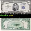 1953 $5 Blue Seal Silver Certificate Grades xf