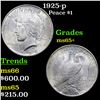 Image 1 : 1925-p Peace Dollar $1 Grades GEM+ Unc