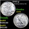 Image 1 : 1942-p Walking Liberty Half Dollar 50c Grades Choice Unc