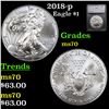 Image 1 : 2018-p Silver Eagle Dollar $1 Graded ms70 By SEGS