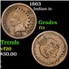 Image 1 : 1863 Indian Cent 1c Grades f+