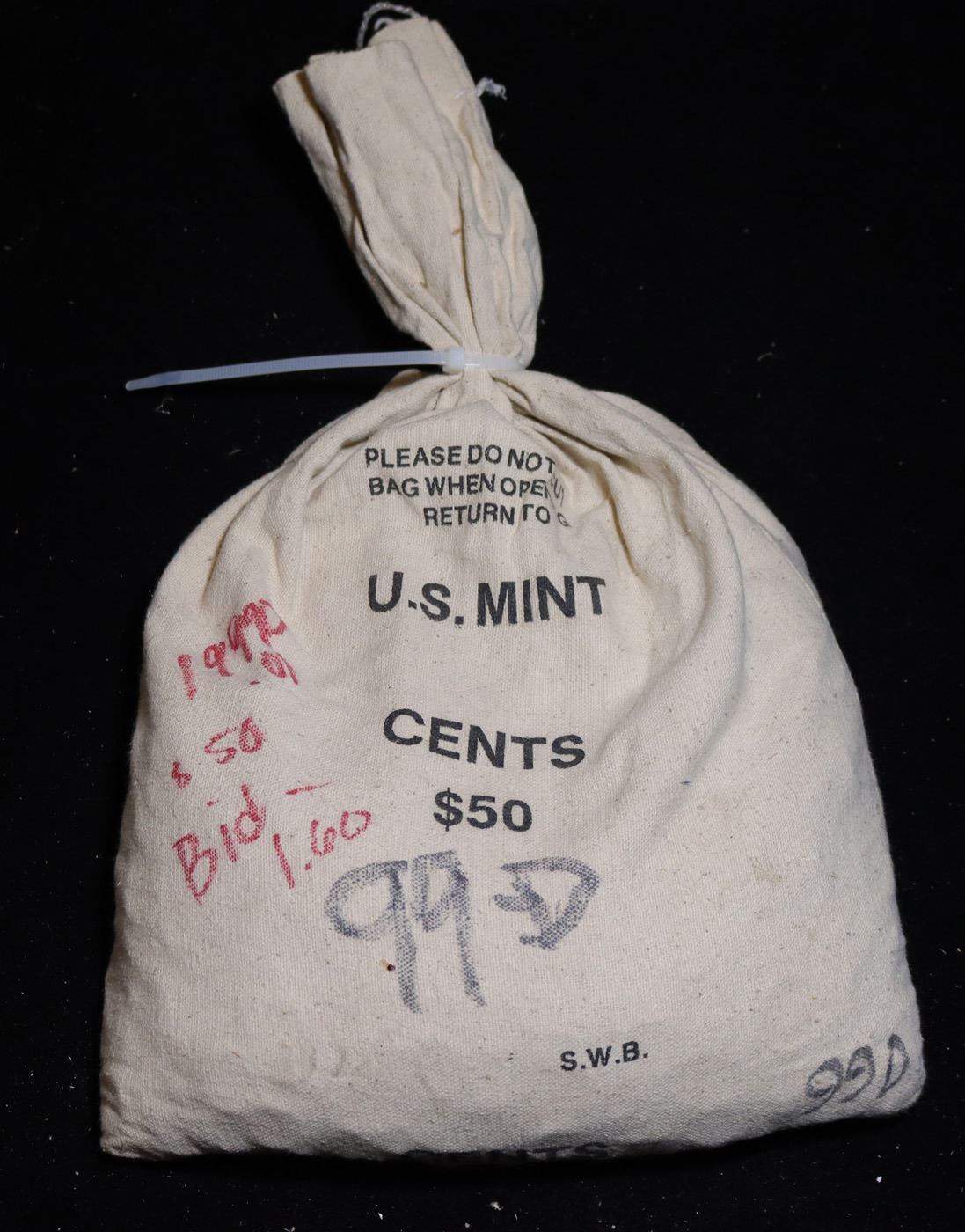 ***Auction Highlight*** Rare Original U.S Mint Sewn Bag "Cents 50" of