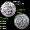 Image 1 : 1897-p Morgan Dollar $1 Grades Select Unc