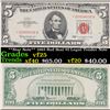 Image 1 : **Star Note** 1963 Red Seal $5 Legal Tender Note Grades vf+