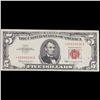 Image 2 : **Star Note** 1963 Red Seal $5 Legal Tender Note Grades vf+