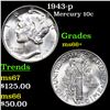 Image 1 : 1943-p Mercury Dime 10c Graded ms66+
