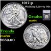 Image 1 : 1917-p Walking Liberty Half Dollar 50c Graded ms64 By SEGS