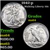 Image 1 : 1942-p Walking Liberty Half Dollar 50c Grades Choice Unc