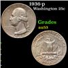 Image 1 : 1936-p Washington Quarter 25c Grades Select AU