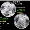 Image 1 : 1924-p Peace Dollar $1 Grades GEM Unc