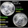 Image 1 : 1924-p Peace Dollar $1 Grades Choice+ Unc