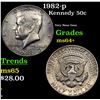Image 1 : 1982-p Kennedy Half Dollar 50c Grades Choice+ Unc