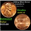 Image 1 : 1960-p Lincoln Cent Mint Error 1c Grades GEM+ Unc RD