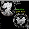 Image 1 : Proof 2002-w Silver Eagle Dollar $1 Grades GEM++ Proof Deep Cameo