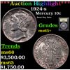 Image 1 : ***Auction Highlight*** 1924-s Mercury Dime 10c Graded GEM+ Unc By USCG (fc)