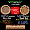 Image 1 : Mixed small cents 1c orig shotgun roll, 1917-d Wheat Cent, 1897 Indian Cent other end, Brinks Wrappe