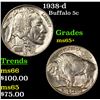 Image 1 : 1938-d Buffalo Nickel 5c Grades GEM+ Unc