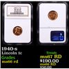 Image 1 : NGC 1940-s Lincoln Cent 1c Graded ms66 rd By NGC.