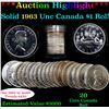 ***Auction Highlight*** Full Roll of Silver 1963 Canadian Dollar with Queen Elizabeth II, 20 Coins i