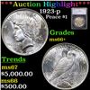 ***Auction Highlight*** 1923-p Peace Dollar $1 Graded ms66+ By SEGS (fc)