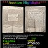 ***Auction Highlight*** Colonial Currency Connecticut Jun 19, 1776 Fr-CT206 9 Pence Printed By T. Gr