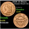 1828 13 Stars Classic Head half cent 1/2c Grades Choice AU/BU Slider
