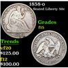 Image 1 : 1858-o Seated Half Dollar 50c Grades f+
