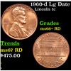 1960-d Lg Date Lincoln Cent 1c Grades GEM++ RD