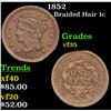 1852 Braided Hair Large Cent 1c Grades vf++