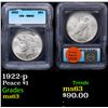 Image 1 : 1922-p Peace Dollar $1 Graded ms63 By ICG