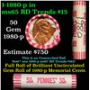 Image 1 : Shotgun Lincoln 1c roll, 1980-p 50 pcs  Federal Reserve Wrapper