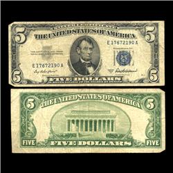 1953A $5 Silver Certificate Note Circulated Scarce (COI-4728)