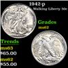 Image 1 : 1942-p Walking Liberty Half Dollar 50c Grades Select Unc