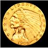Image 2 : ***Auction Highlight*** 1909-p Gold Indian Quarter Eagle $2 1/2 Graded Choice Unc By USCG (fc)