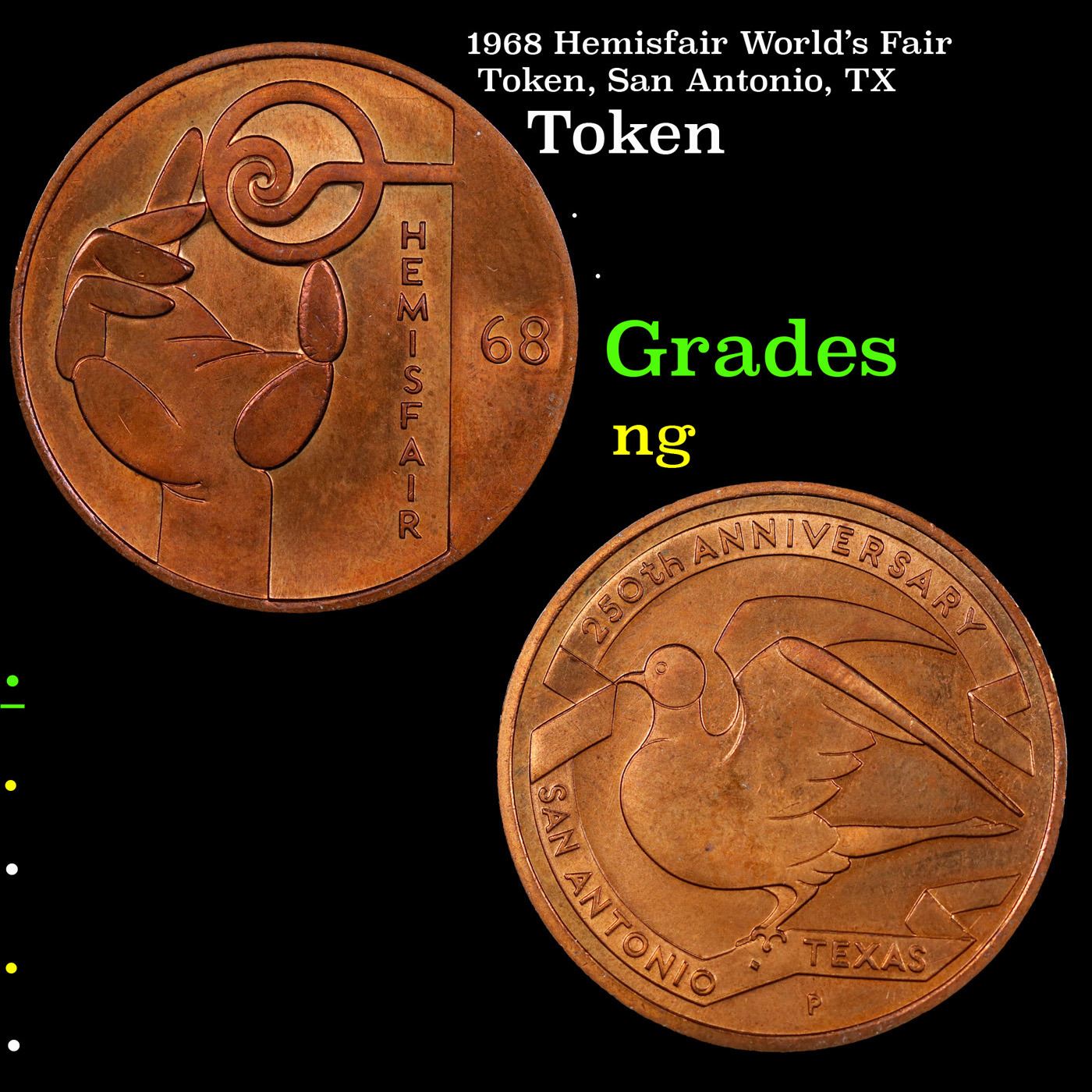 Fair Tokens 1968 Hemisfair World's Fair Token, San Antonio, TX Grades