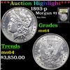 Image 1 : ***Auction Highlight*** 1893-p Morgan Dollar $1 Graded Choice Unc By USCG (fc)