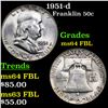 Image 1 : 1951-d Franklin Half Dollar 50c Grades Choice Unc FBL