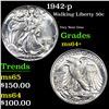 Image 1 : 1942-p Walking Liberty Half Dollar 50c Grades Choice+ Unc