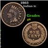 Image 1 : 1863 Indian Cent 1c Grades g+