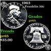 Image 1 : Proof 1963 Franklin Half Dollar 50c Grades GEM Proof
