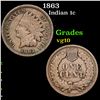 Image 1 : 1863 Indian Cent 1c Grades vg+