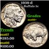 Image 1 : 1938-d Buffalo Nickel 5c Grades GEM++ Unc
