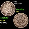 Image 1 : 1863 Indian Cent 1c Grades f+