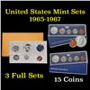 Image 1 : Group of 3 United States Special Mint Set in Original Government Packaging! From 1965-1967 with 15 C