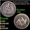 Image 1 : 1853-p Arrows & Rays Seated Liberty Quarter 25c Grades vf+