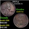 Image 1 : 1912-p Lincoln Cent 1c Grades Select Unc BN