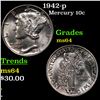 Image 1 : 1942-p Mercury Dime 10c Grades Choice Unc