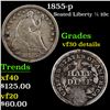 Image 1 : 1855-p Seated Liberty Half Dime 1/2 10c Grades VF Details