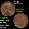 Image 1 : 1911-p Lincoln Cent 1c Grades Select Unc BN